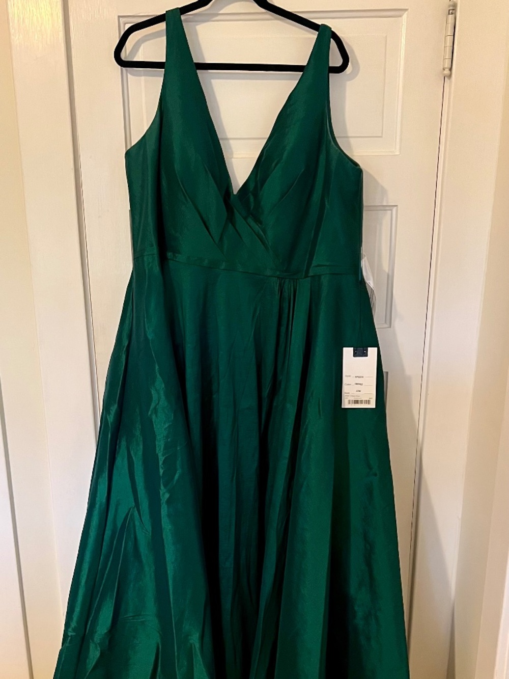 Mac Duggal Plus Size Emerald Gown with Corset Boning
